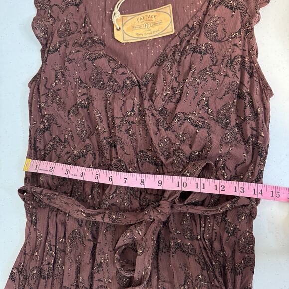 Fat Face Odette Tonal Leopard Dress Womens US Sz 8 Maxi Flutter Sleeve Tie Belt - Picture 12 of 16
